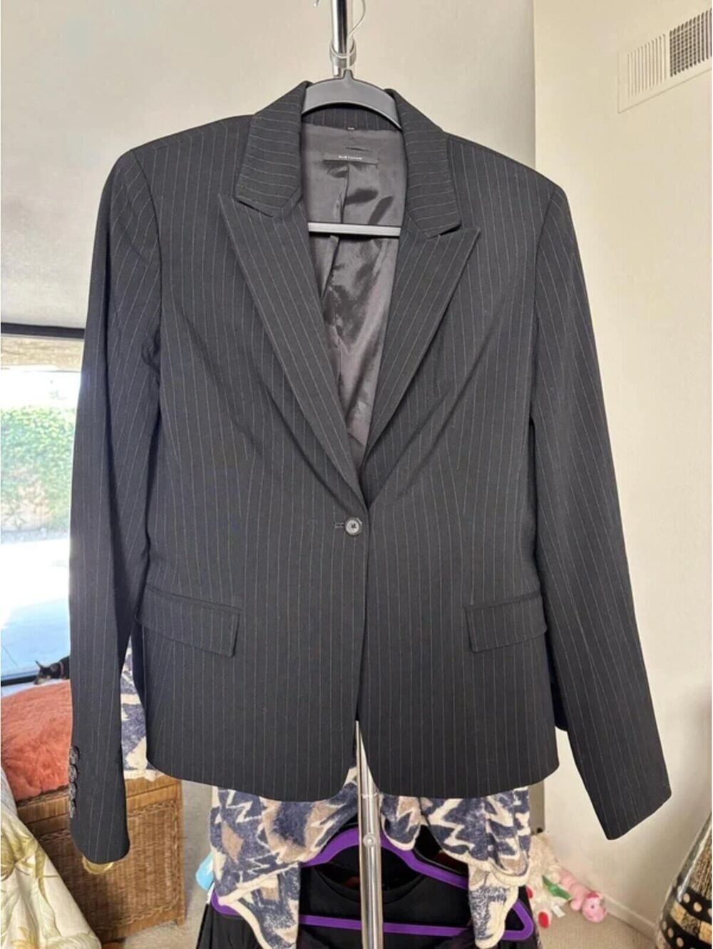 Elie Tahari Black Pinstripe Blazer Size 14